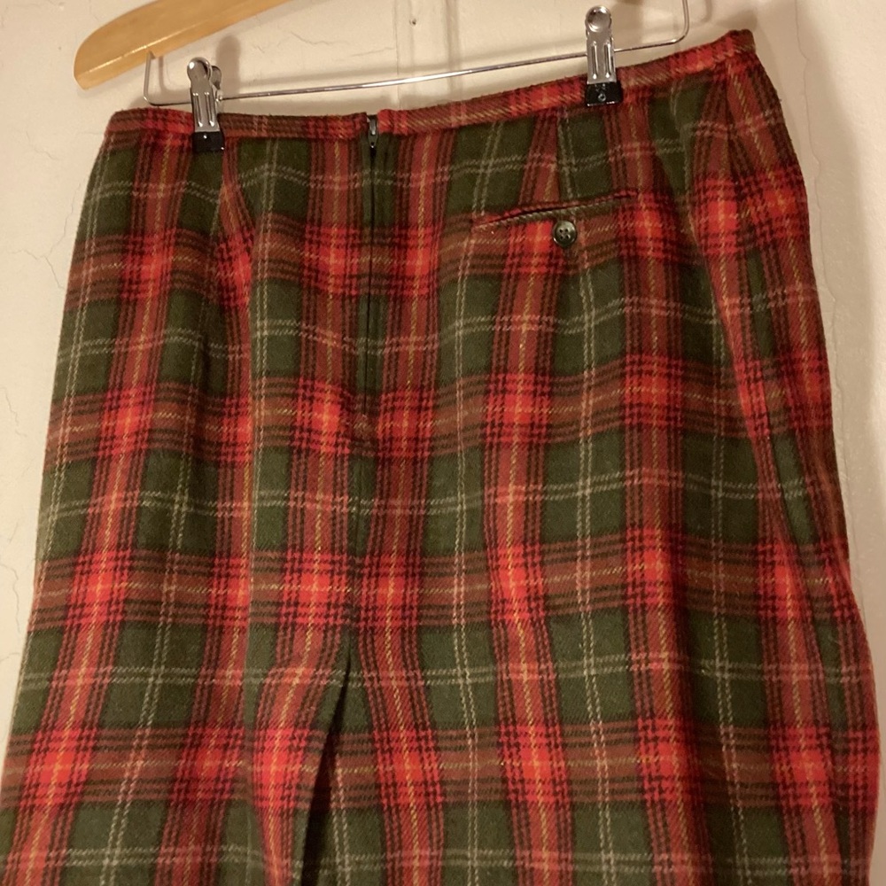 Easy Pieces Plaid Skirt size 16 Vintage 16' across Red & Green USA wool poly - Picture 5 of 8